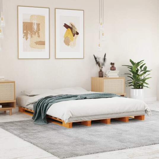 vidaXL Palleseng voksbrun 140x200 cm heltre furu 8721012315297 vidaXL Palleseng voksbrun 140x200 cm heltre furu 8721012315297
