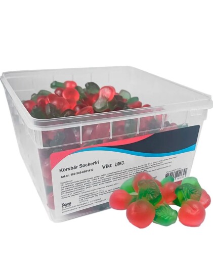 2 kg Sugarfree CherrieSukkerfrie Vingummi Kirsebær