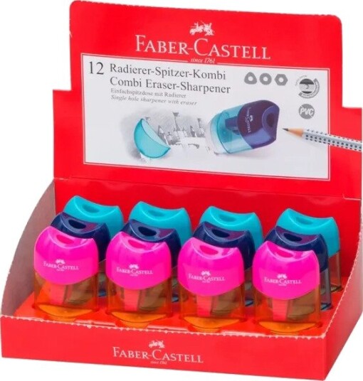 Faber-Castell 183604, Manuell Blyantspisser, Assorterte Farger, Utstillingseske