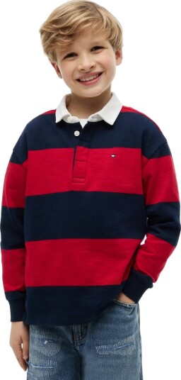 Tommy Hilfiger Slub Rugby Stripe Polo Ls Red 152