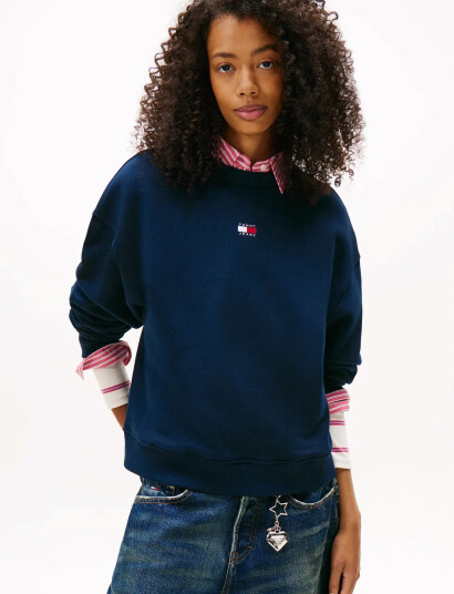 Tommy Jeans Tjw Bxy Badge Crew Ext - Blue - XS Tommy Jeans Tjw Bxy Badge Crew Ext - Blue - XS