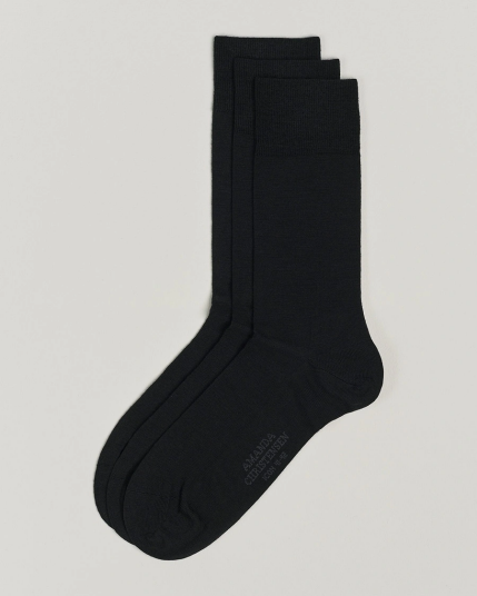 Amanda Christensen 3-Pack Icon Wool/Cotton Socks Black