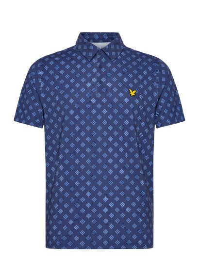 Lyle & Scott Golf Argyle Print Polo   Navy   XXL