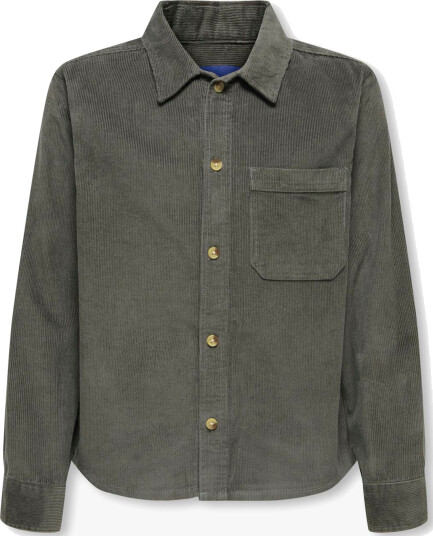 Only & Sons Jr Alaric Cord Relaxed Shirt Grå 152