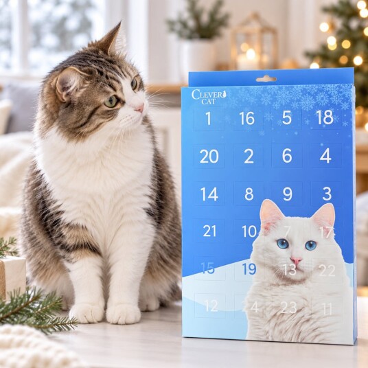 Julekalender med godbiter til katter  24 luker med små overraskelser