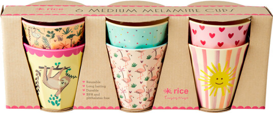Rice 6 Pcs Small Melamine Kids Cups Multi Funky Print