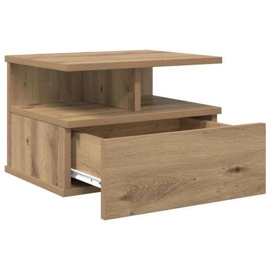 Flytende Nattbord 2 stk Håndlaget Eik 40x31x27 cm Konstruert Tre
