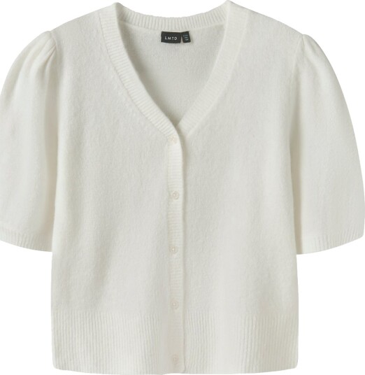 LMTD Nlflodet Ss Short S Knit V Cardigan   White   158 164