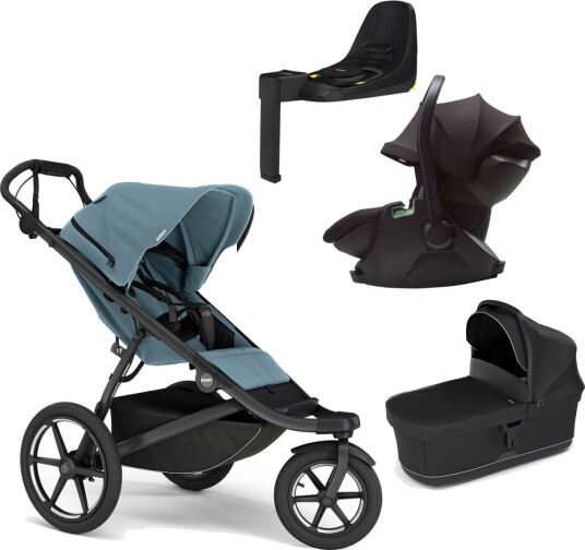 Thule Vognpakke Urban Glide 3 Mid Blue + Liggedel Sort Inkl. Maple Black + Base Alfi
