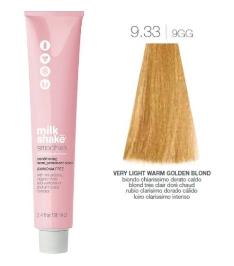 Milk Shake Milk Shake Smoothies Ammonia-Free Semi-Permanent Hair Dye 9.339Gg Very Light Warm Golden Blond 100 Ml For Women