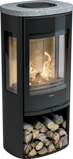 Contura 956G Style Svart Vedovn Med Sideglass Og Glassdør Klebersteinstopp