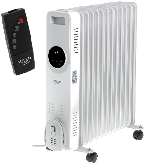 Adler CR 7826 LED Oljeradiator 13 ribber fjernkontroll Hvit Adler CR 7826 LED Oljeradiator 13 ribber fjernkontroll Hvit