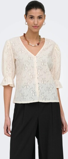 JDY Jdyjakobe 2/4 Lace Top Jrs   Cream   XL