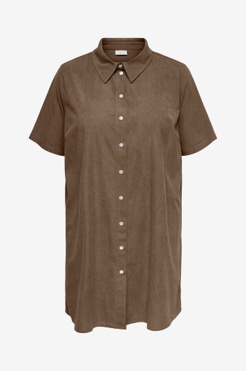 Only Carmakoma Kjole Carkinta Cord 2/4 Shirt Knee Dress Natur
