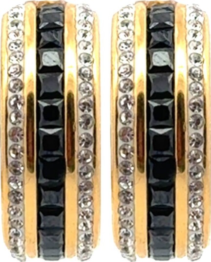 A&C Oslo AS   Steel   Crystal Sparkle øreringer med svarte krystallstener gull