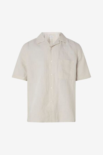 Calvin Klein Skjorte Linen Cotton Cuban S/S Shirt Beige