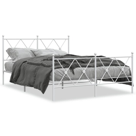  Sengeramme i metall med hode- og fotgavl hvit 140x190 cm 8721012374539