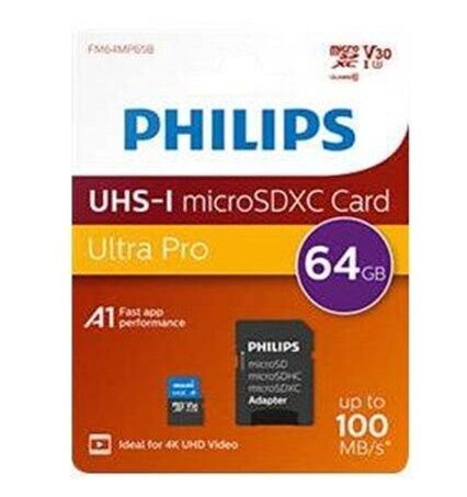 Philips Ultra Pro FM64MP65B - flashminnekort - 64 GB - microSDXC Philips Ultra Pro FM64MP65B - flashminnekort - 64 GB - microSDXC
