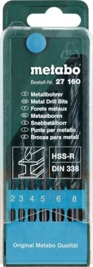 Metabo 627160000 Metallspiralbor 6 Deler 2 Mm, 3 Mm, 4 Mm, 5 Mm, 6 Mm, 8 Mm (6 Stk.)