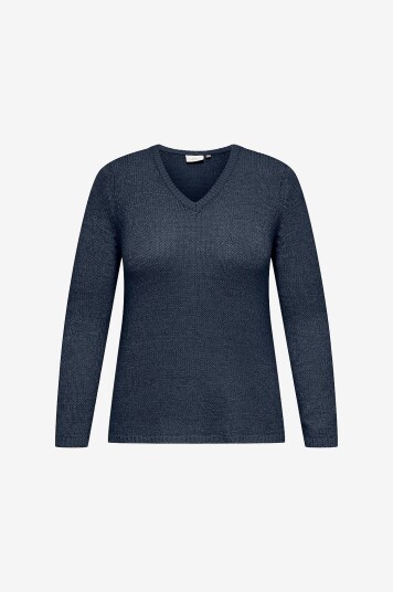 Only Carmakoma Pullover carGeena L/s V neck Knt Blå