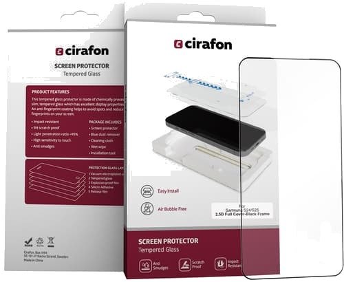 Cirafon Recycled Ultra wide double Tempered Skjermbeskytter Samsung Galaxy S24 Samsung Galaxy S25