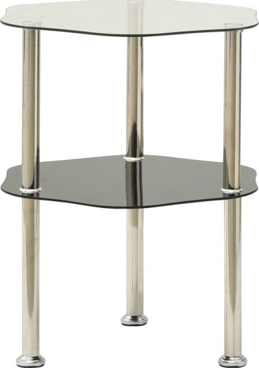 vidaXL Sidebord 2 etasjer gjennomsiktig svart 38x38x50 cm herdet glass