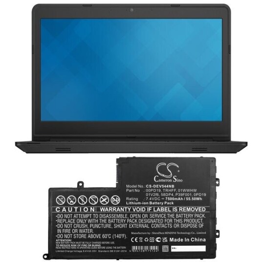 Dell Inspiron 15 5548 batteri (7500 mAh 7.4 V, Sort)