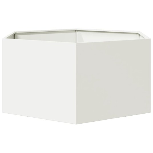 Plantekasse hvit sekskantet 104x90x45 cm stål