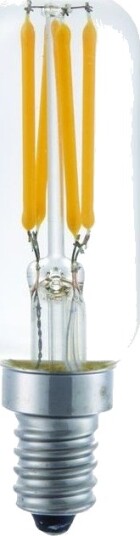 Spl E12 3W dimbar LED rørpære 120V   9,5cm filament klart glass 2700K   Dimbar : Dimbar Kulør : Varm