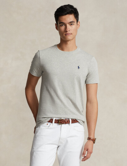 Polo Ralph Lauren Custom Slim Fit Jersey Crewneck T-Shirt - Grey - L Polo Ralph Lauren Custom Slim Fit Jersey Crewneck T-Shirt - Grey - L