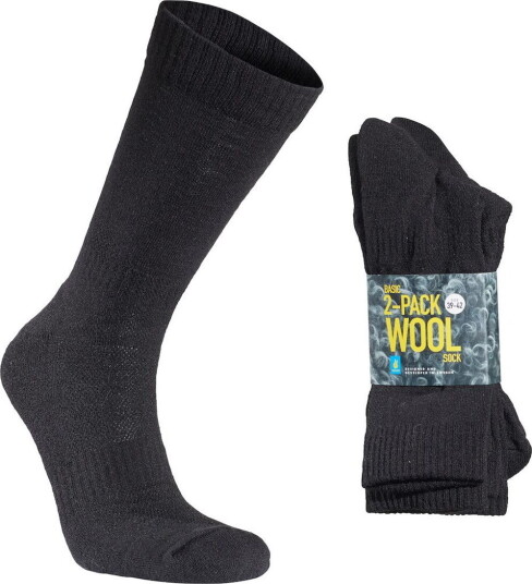 Seger Basic Wool Sock 2-pack Black 43-46, Black