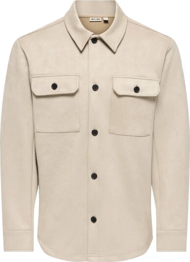 ONLY & SONS Onsnate Kodyl Faux Suede Ovrshrt Frml Beige S ONLY & SONS Onsnate Kodyl Faux Suede Ovrshrt Frml Beige S
