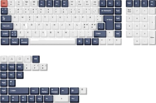 Keychron PBT Fullt Keycaps-sett Nordisk 141 taster Blå/Svart/Hvit Keychron PBT Fullt Keycaps-sett Nordisk 141 taster Blå/Svart/Hvit