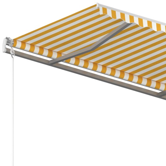 vidaXL Manuell uttrekkbar markise 350x250 cm gul og hvit