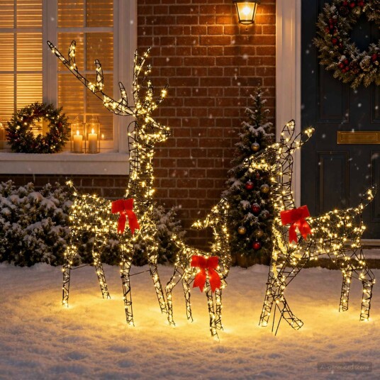 vidaXL LED-reinsdyrfamilie til jul 700 LED-lys Varmhvit