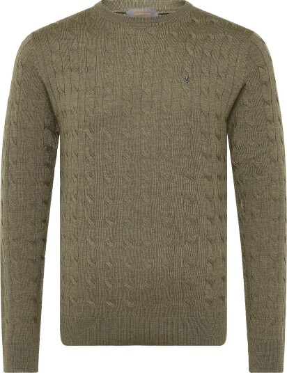 Morris Merino Cable Oneck OLIVE XS