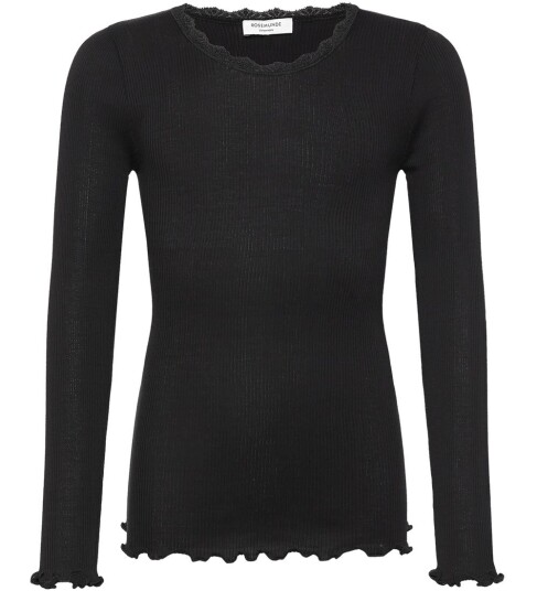 Rosemunde Kids Rkbalta Modal Ls Lace T-Shirt - Black - 128