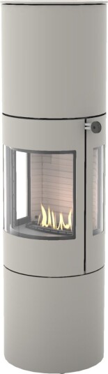 Viva L 160 nikkel frittstående biopeis med sideglass og ståldør Viva L 160 nikkel frittstående biopeis med sideglass og ståldør