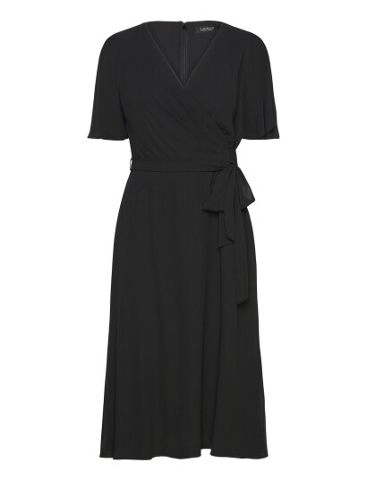 Lauren Ralph Lauren Belted Georgette Dress - Black - 32