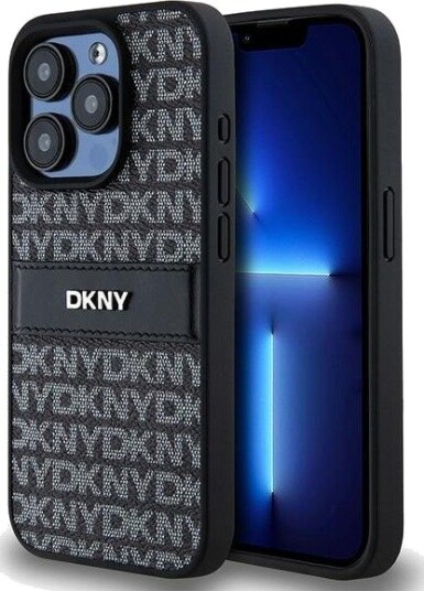 DKNY iPhone 15 Pro Mobildeksel med Ensfarget Stripe - Svart