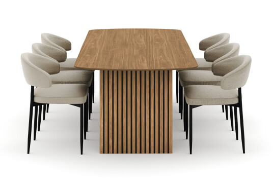 Bark Richeto Spisebord 240 cm med 6 Sawako Stoler   Natur