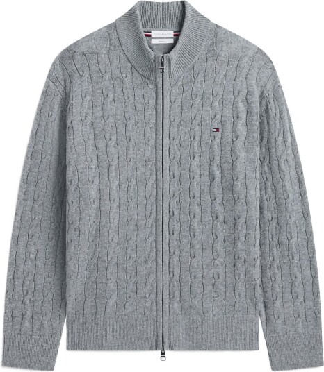 Tommy Hilfiger Lambswool Cable Zip Through MEDIUM GREY HEATHER M