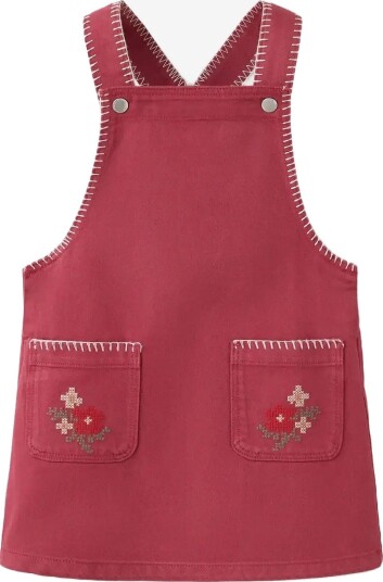 Mango Denim Pinafore With Topstitching Detail RED 12 18M