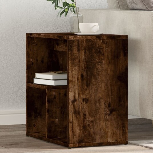 Sidebord 2 stk røkt eik 50x30x50 cm konstruert tre 840564 Sidebord 2 stk røkt eik 50x30x50 cm konstruert tre 840564