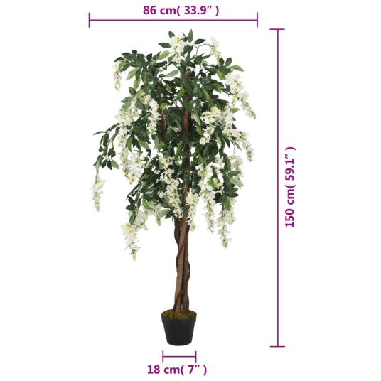 Kunstig blåregntre 840 blader 150 cm grønn og hvit Kunstig blåregntre 840 blader 150 cm grønn og hvit