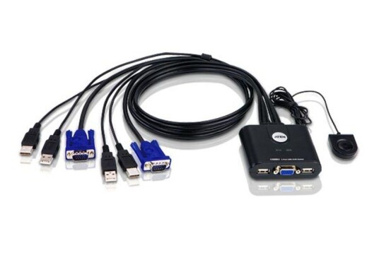 ATEN KVM-switch 1 konsol styr 2 datorer USB 0,9m ATEN KVM-switch 1 konsol styr 2 datorer USB 0,9m
