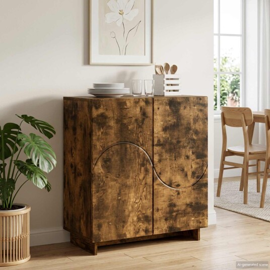 vidaXL Skjenk Røkt Eik 67 x 34,5 x 75 cm Konstruert tre