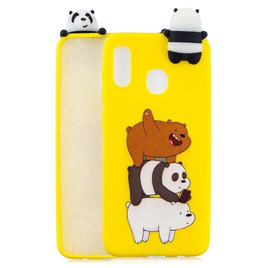 INCOVER Samsung Galaxy A30 Fleksibel Plastik Deksel 3D Panda og Bjørne