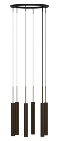 Audo Tubular Chandelier 6 Aluminium/ Anodisert Bronse