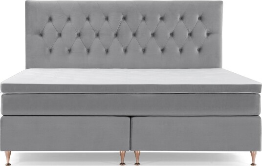 Royal Velvet Komplett Sengepakke 210x210 cm Lysegrå Fløyel/Lave RoséGull ben